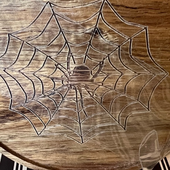 Halloween Matte Orange Fright Night Mug with Wood Spiderweb Lid Coaster - Picture 4 of 6